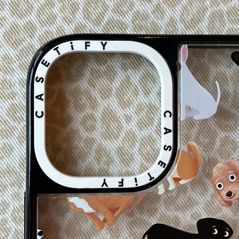 Casetify IPhone 12 Pro Max Case Clear with Black Bumper & Adorable little Dogs